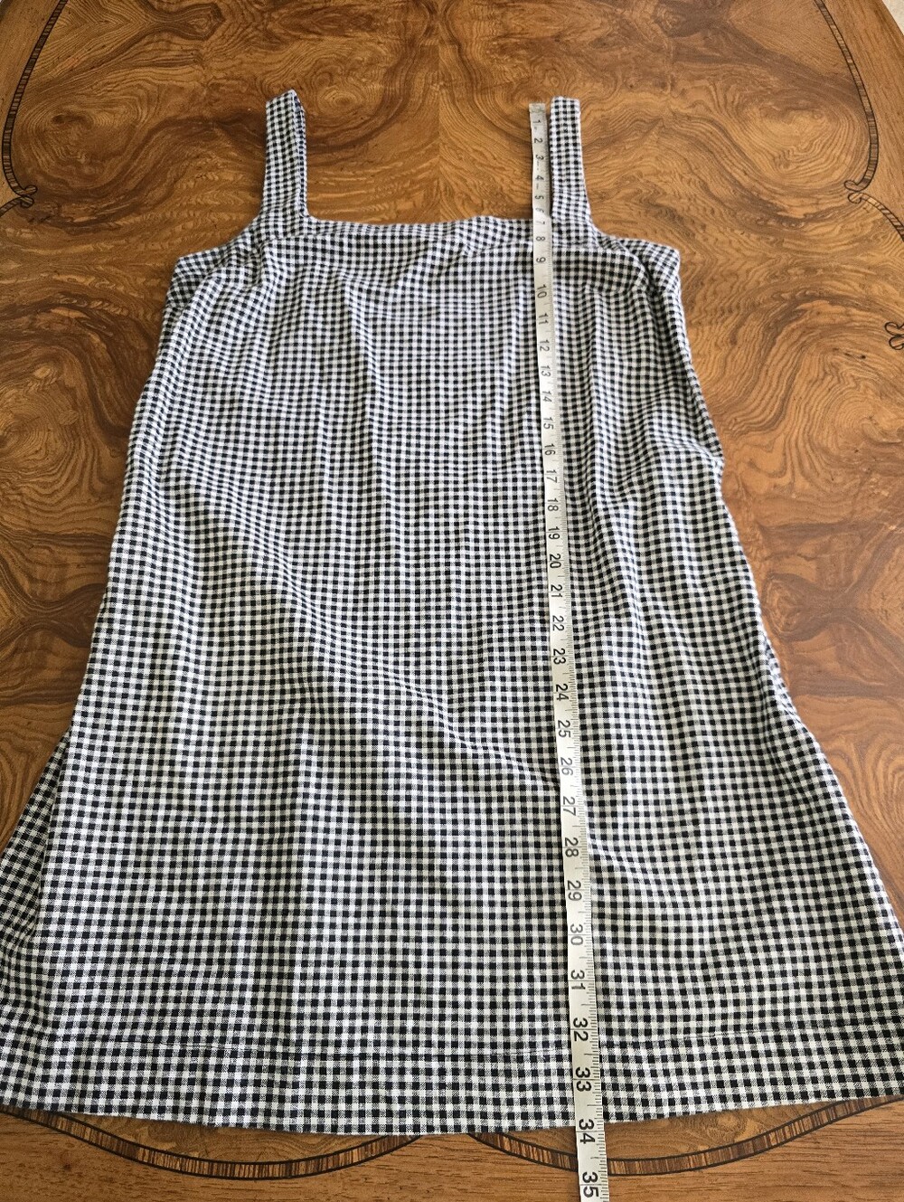 A New Day Black and White Gingham Cotton Linen Mini Shift Dress Womens Size S - Picture 7 of 7